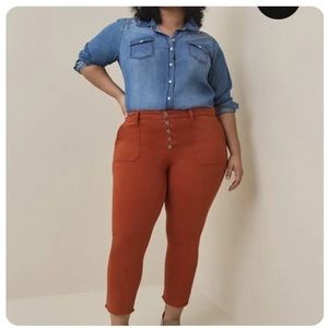 Torrid Burnt Orange Frayed Hem Jeans